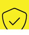 A yellow background with an image of a shield and a check mark.